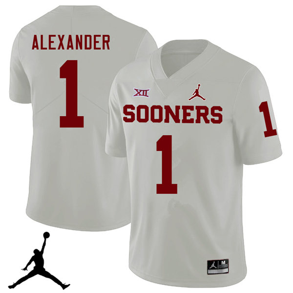 Oklahoma Sooners #1 Dominique Alexander 2018 College Football Jerseys Sale-White